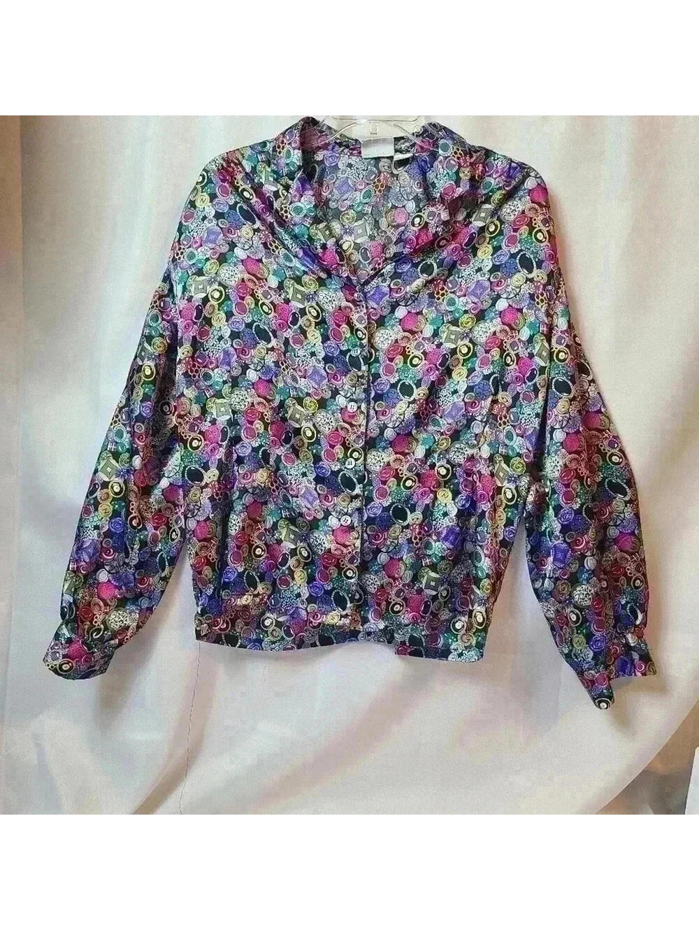 Vintage Koret Button Pattern Colorful Women's Dress Shirt